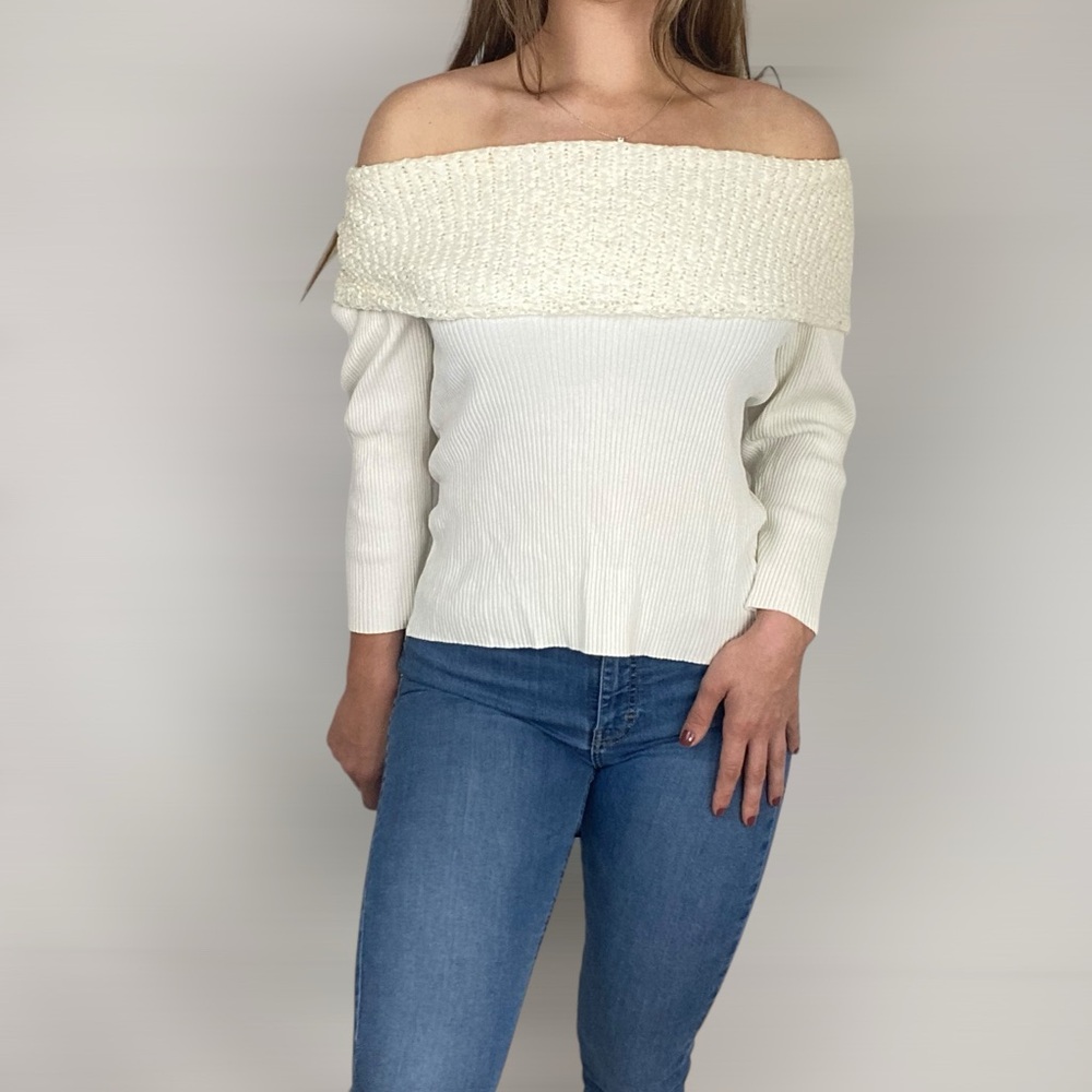 FDJ FRENCH DRESSING Off The Shoulder Ribbed Winter‎ Sweater